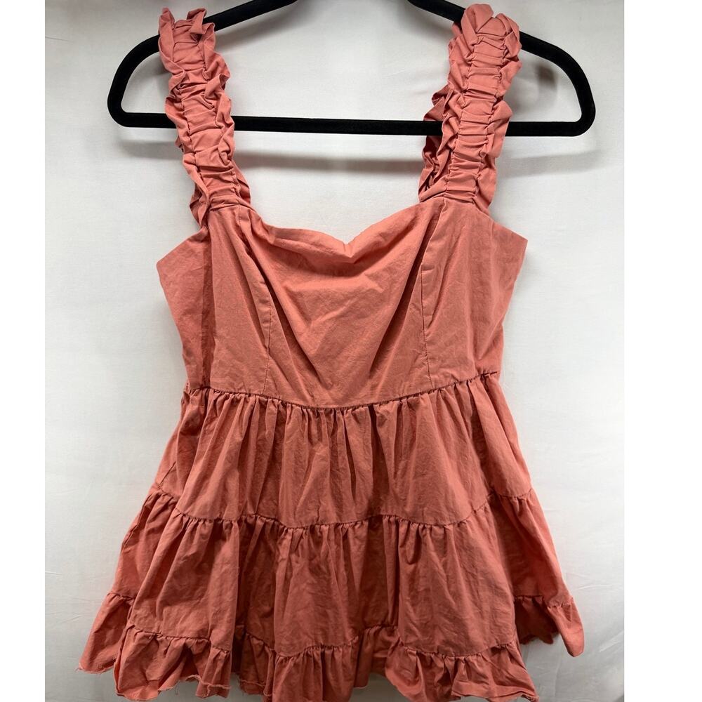 Altar'd State Womens Medium Dusty Rose Tiered Babydoll Tank Top Ruffle Straps
